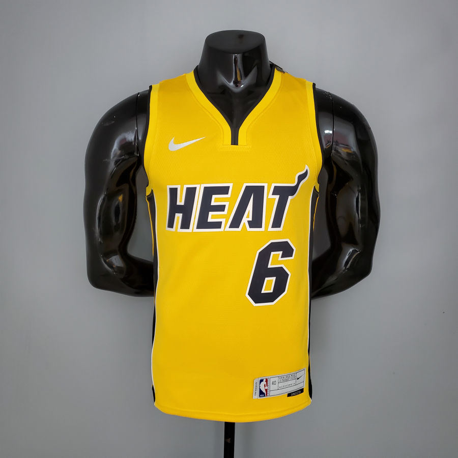 2021 JAMES#6 Heat Bonus Edition Yellow NBA Jersey S-XXL