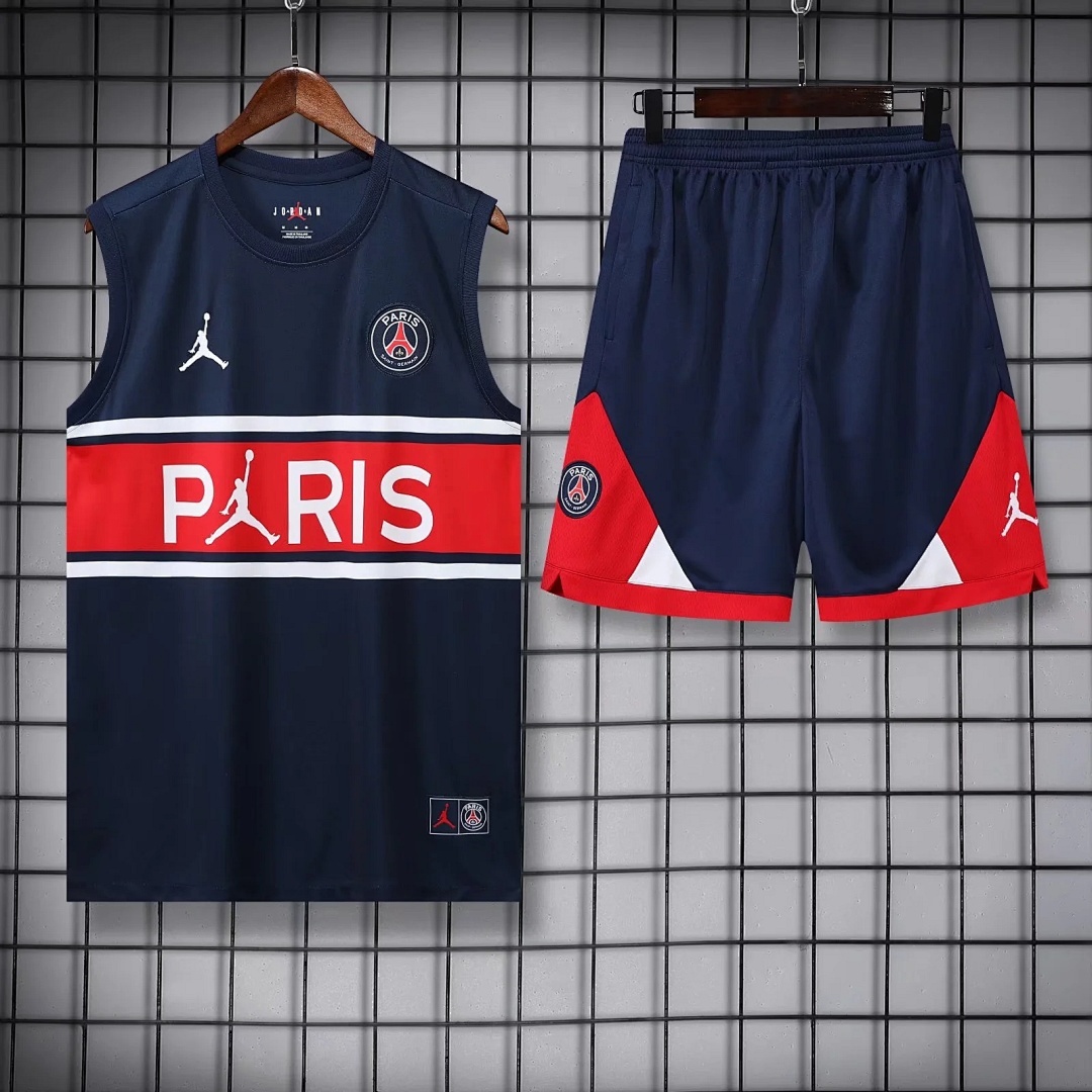 22/23PSG Royal Blue Red Bar Pre-match Training Vest S-XXL