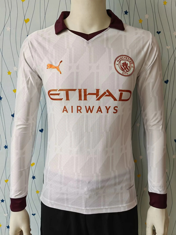 23-24 Manchester City Away Player Version Long Sleeves Soccer Jerseys Yupoo