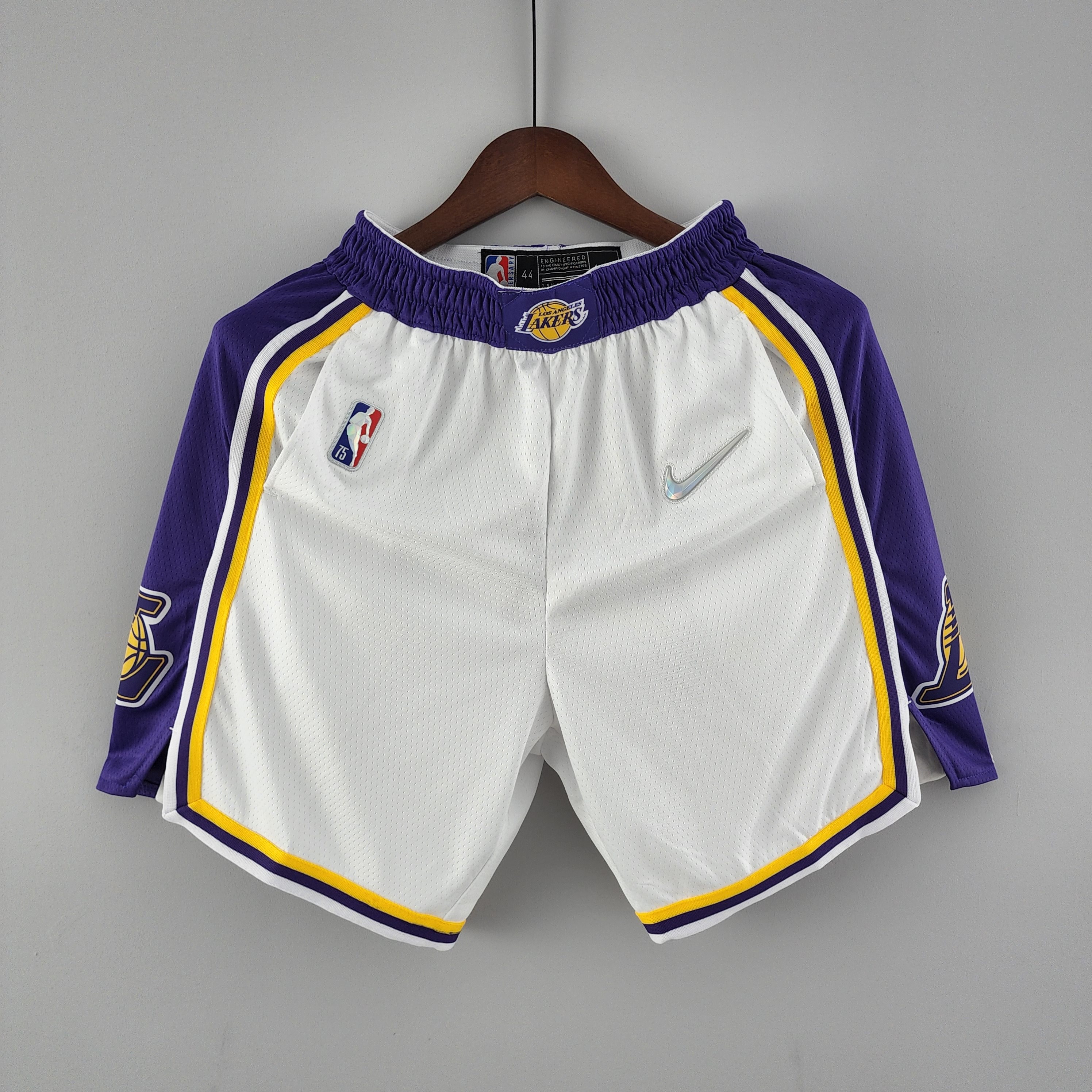 75th anniversary Los Angeles Lakers white NBA shorts S-XXL
