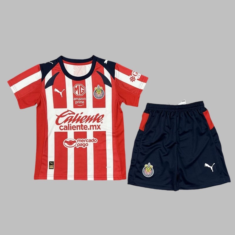 25-26 Chivas Home Kids Cheap Soccer Jerseys Yupoo