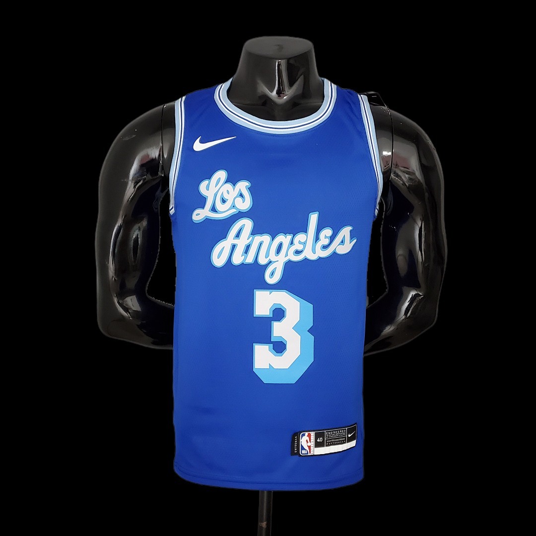 2021 DAVIS#3 Lakers Retro Blue NBA Jersey S-XXL