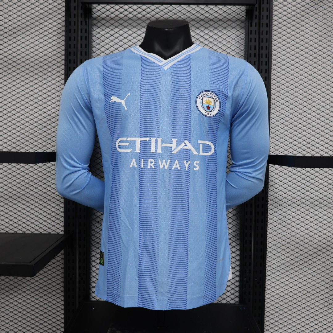 23-24 Manchester City Home Player Version Long Sleeve Soccer Jerseys Yupoo