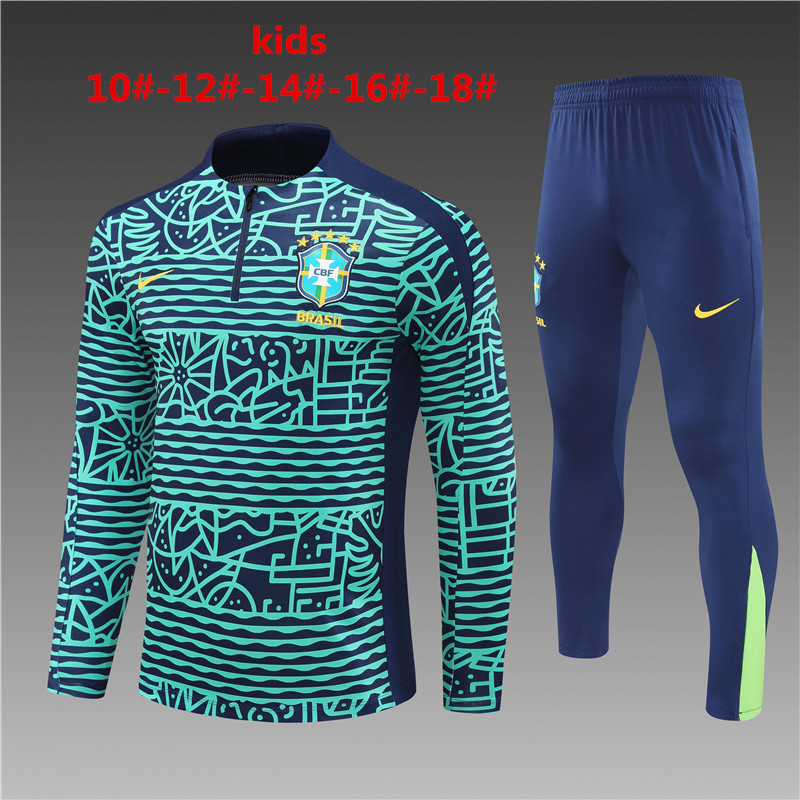 2024 Brazil Kids Long Sleeve Training Suit Yupoo