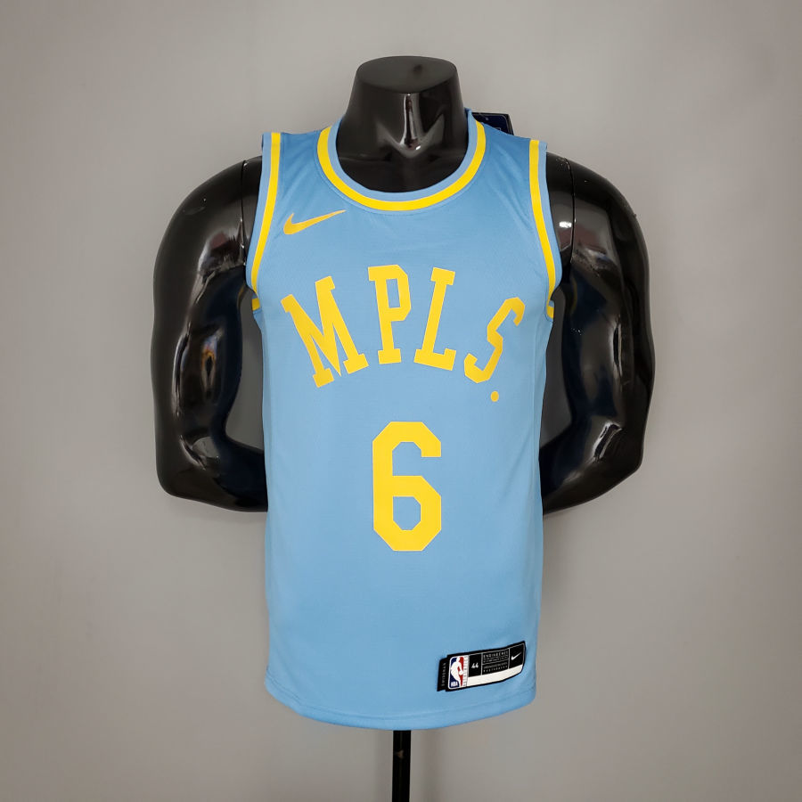 2021 James#6 Lakers Minneapolis Edition Blue NBA Jersey S-XXL