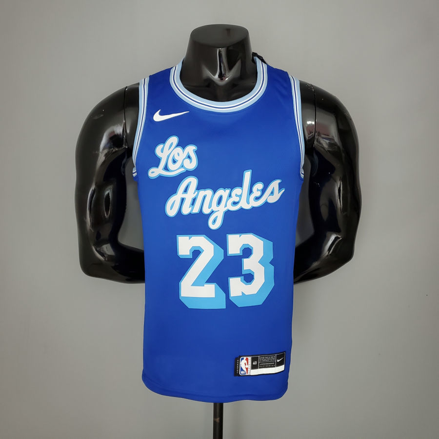 2021 James #23 Lakers Retro Blue NBA Jersey S-XXL