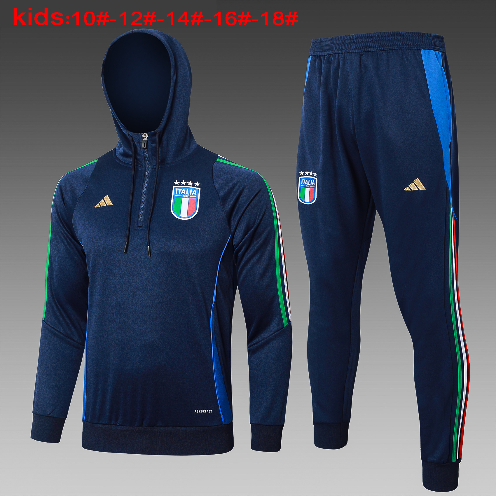 2024 Italy Kids Hoodie Long Sleeve Training Suit Yupoo