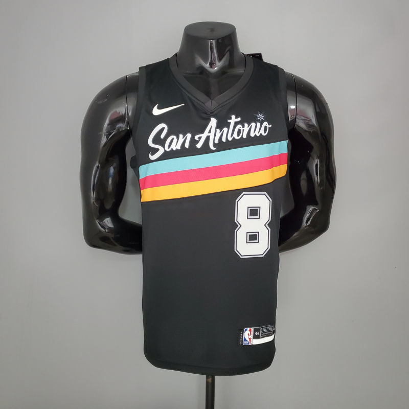 New MILLS#8 season Spurs City Edition black NBA jersey S-XXL