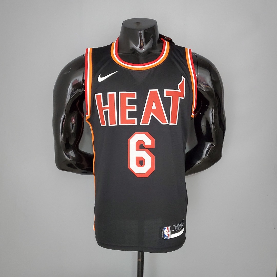 2018 JAMES#6 Heat Retro Night Black NBA Jersey S-XXL