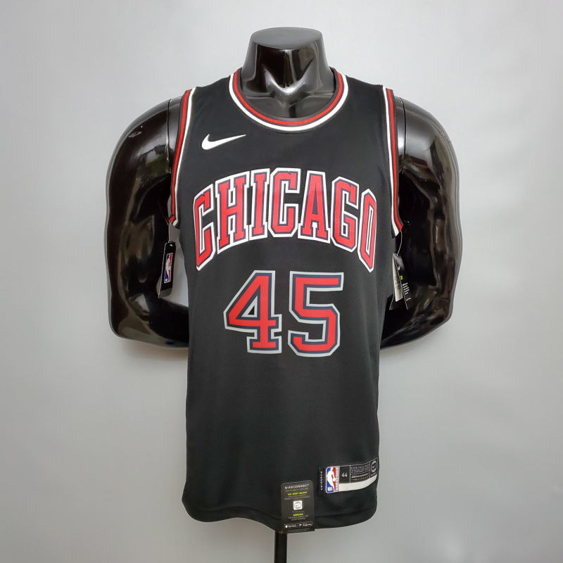 JDRDAN#45 Chicago Bulls Black  NBA jersey Size S-XXL Nike connect recognition
