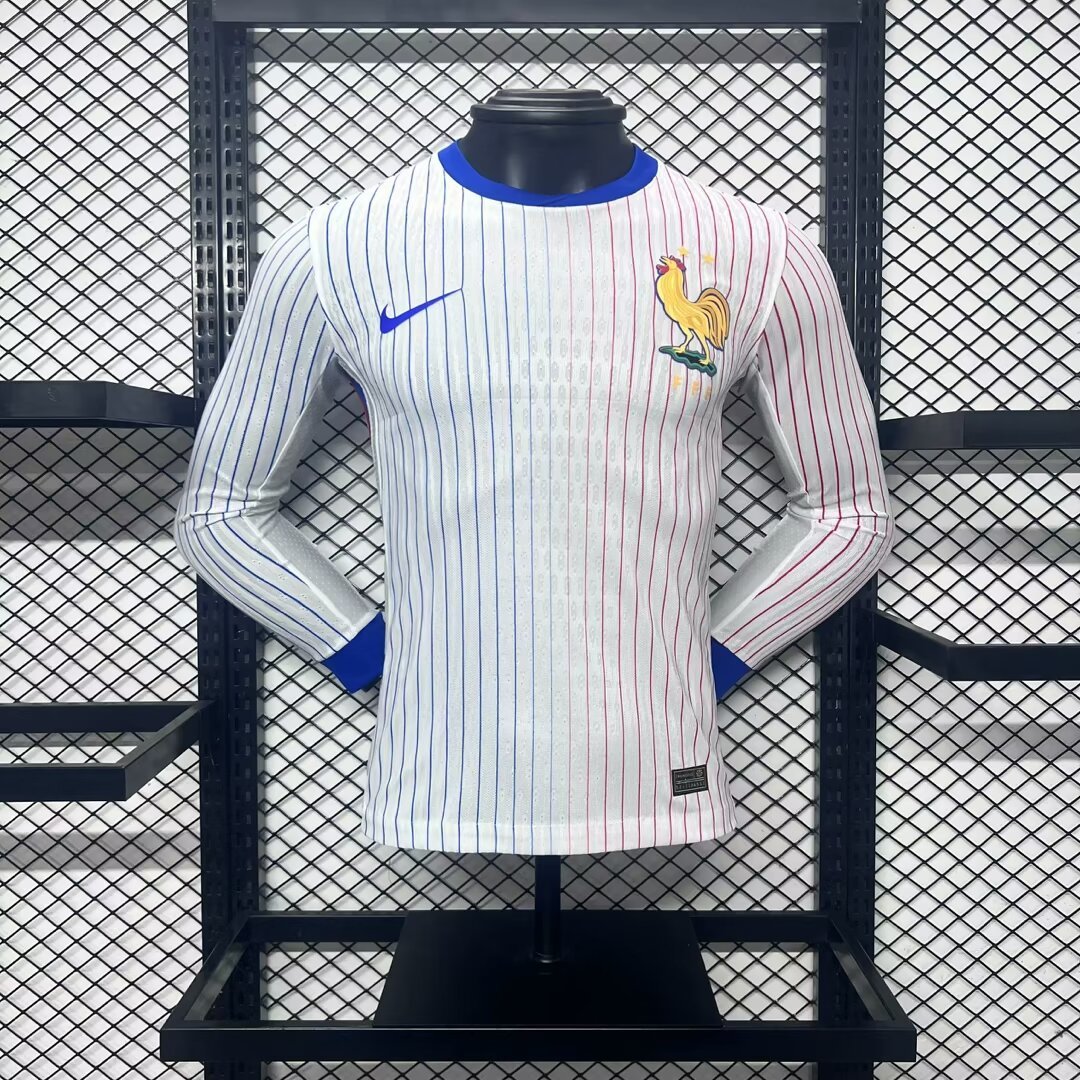 2024 France Away Player Version Long Sleeve Soccer Jerseys Yupoo