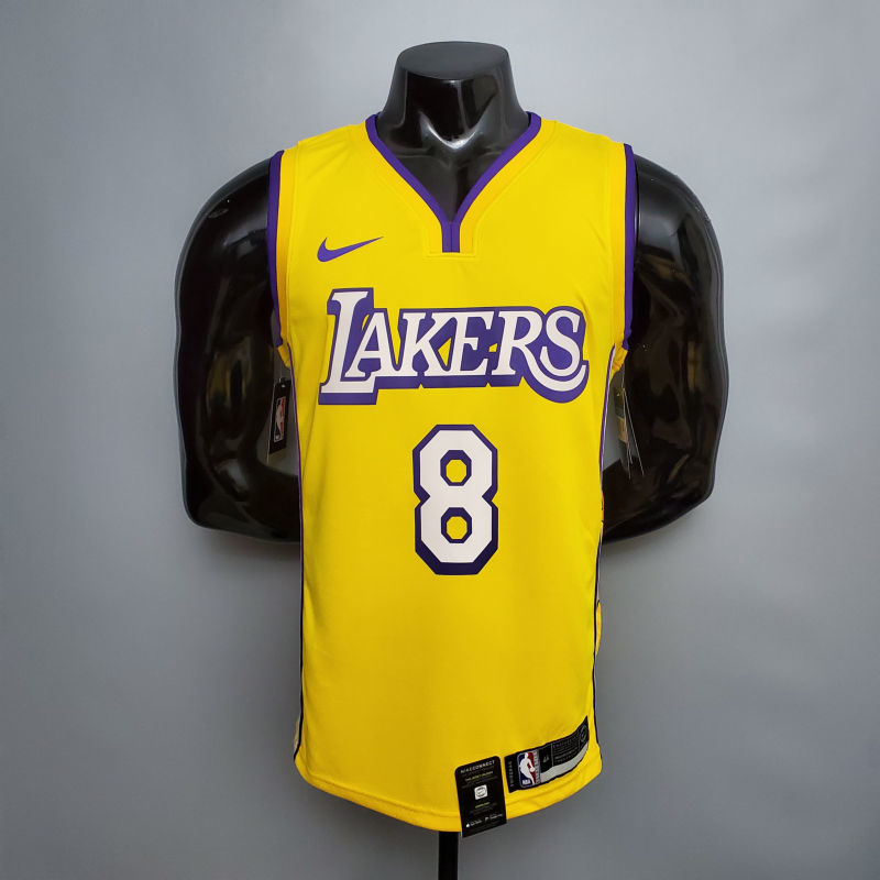 Bryant #8 Lakers V-neck City Edition yellow NBA jersey Size XS-XXL