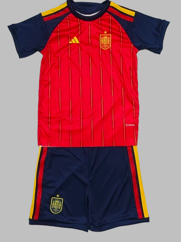 26-27 Spain Home Kids Cheap Soccer Jerseys Yupoo