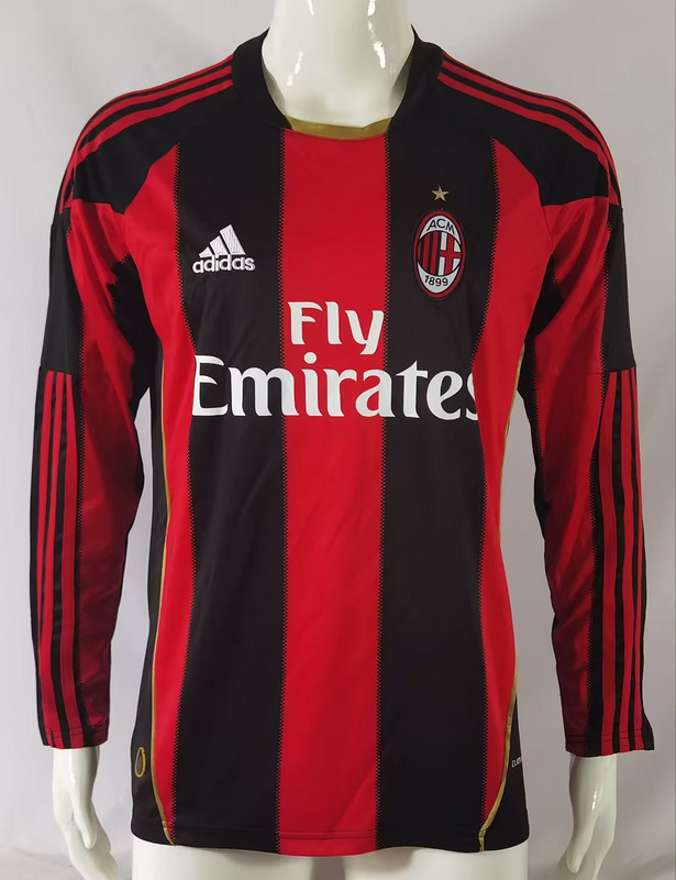 10-11 AC milan Home Retro Long Sleeve Soccer Jerseys Yupoo