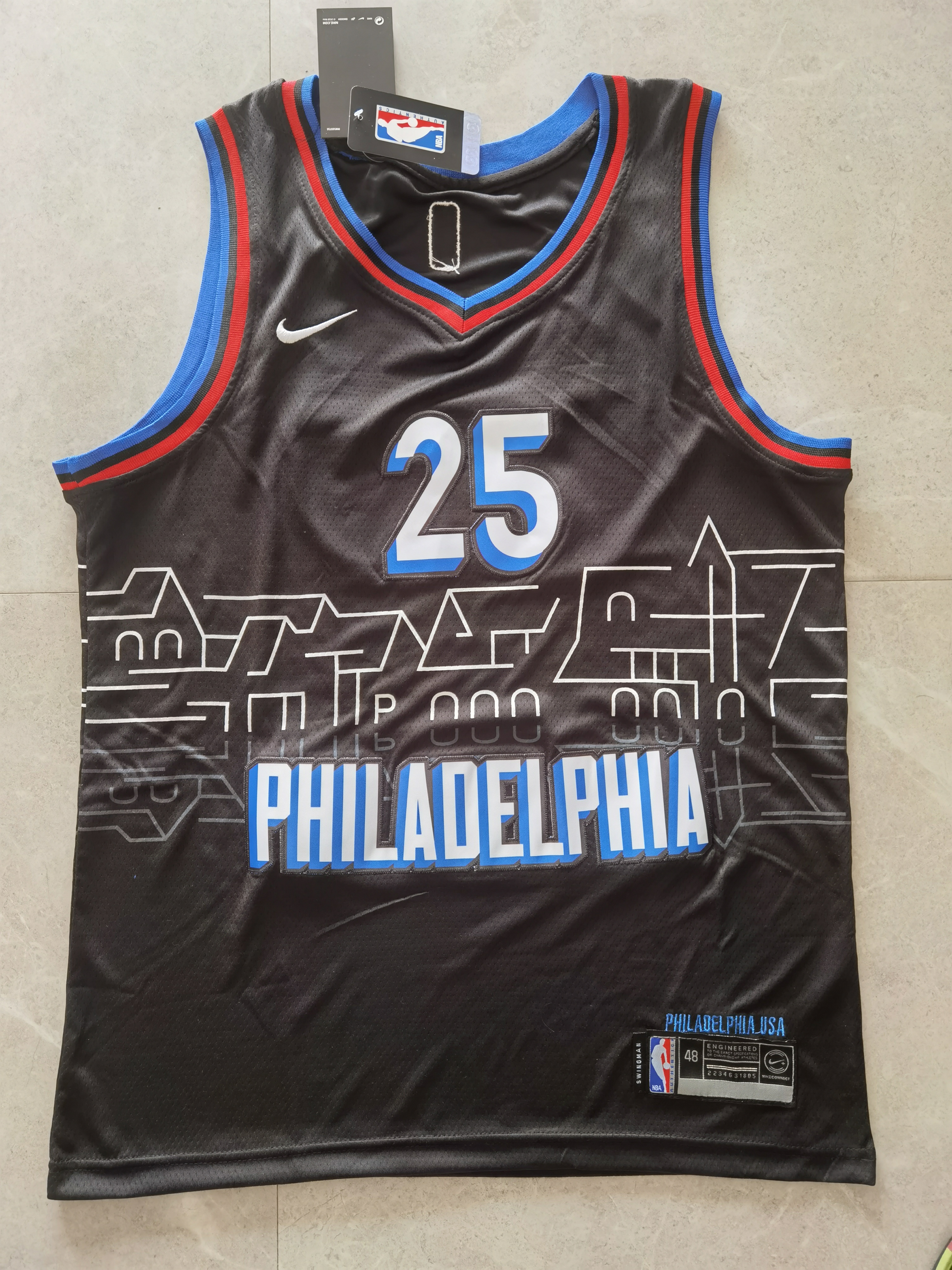 76ers #25 Dlack City Edition Embroidery