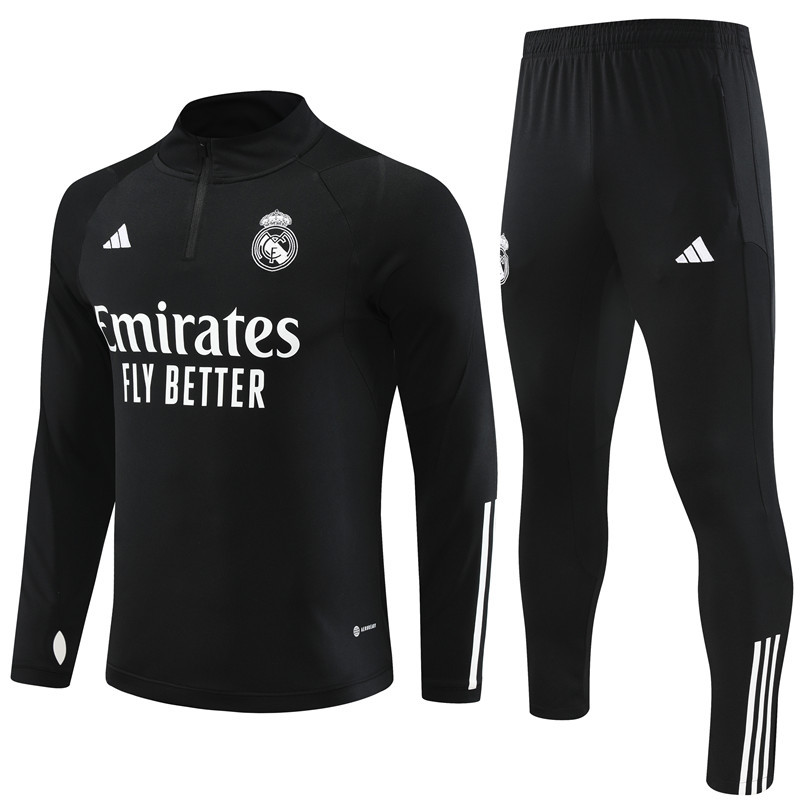 23-24 Real Madrid Black Long Sleeve Training Suit Yupoo