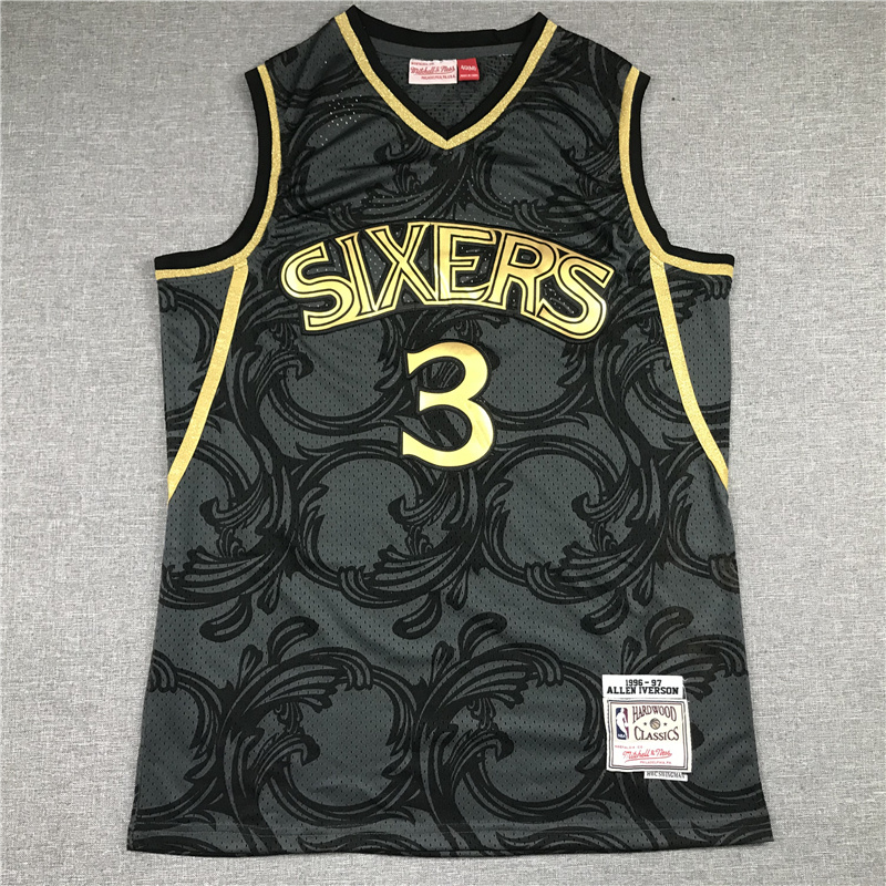 76ers #3 Black Retro Embroidery