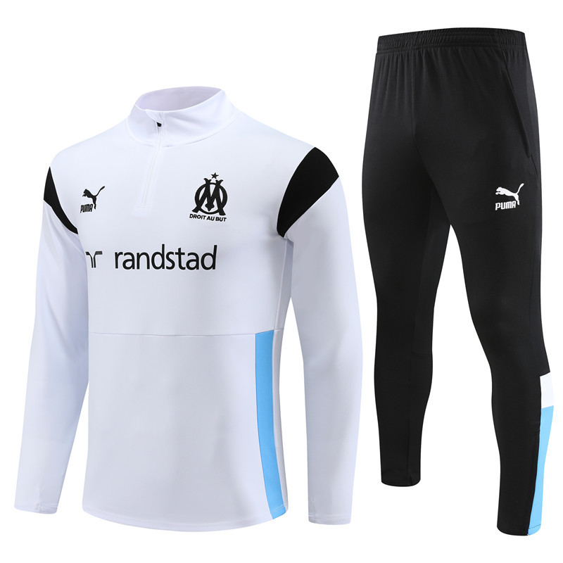 23-24 Marseille White Long Sleeve Training Suit Yupoo