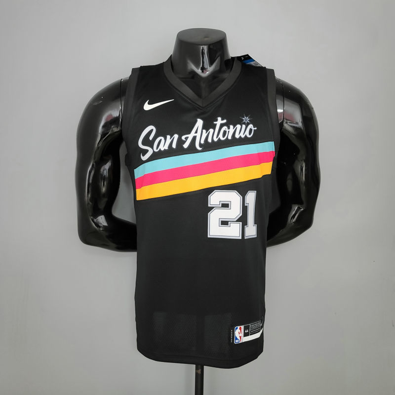 New DUNCAN#21 season Spurs City Edition black NBA jersey S-XXL