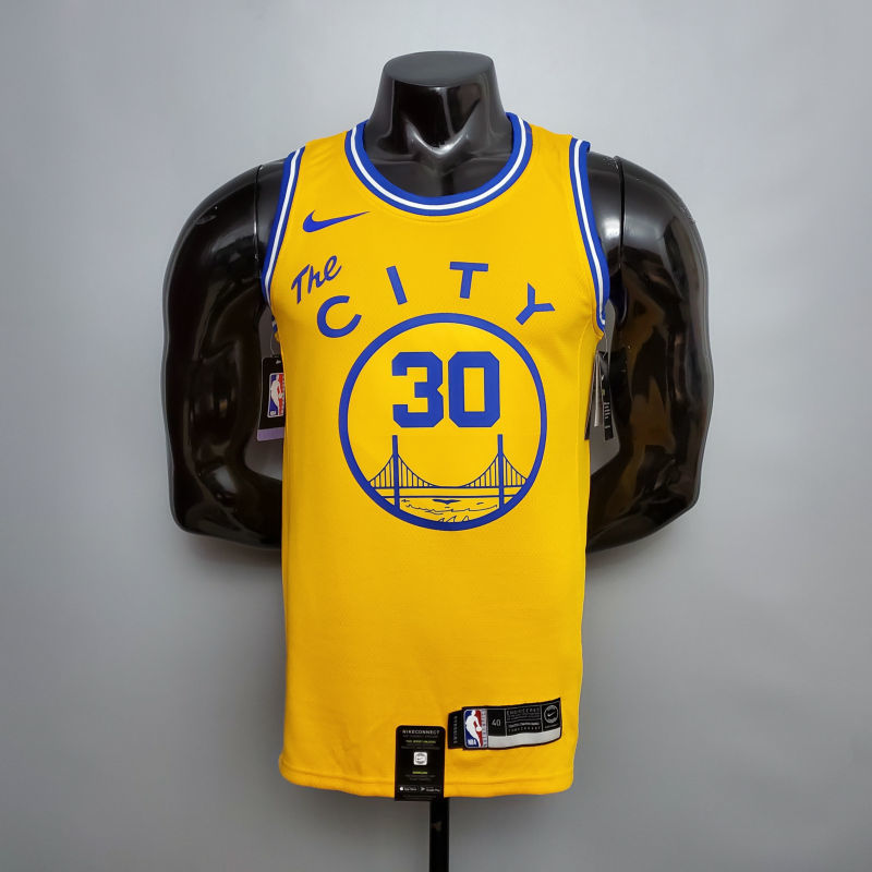 Tram version CURRY#30 Golden State Warriors yellow NBA jersey S-XXL