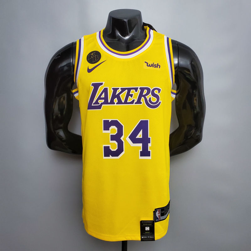 Neal #34 Lakers Commemorative Edition Round neck yellow NBA jersey Size XS-XXL