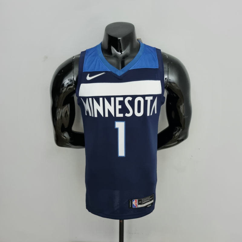 75th Anniversary Minnesota Timberwolves Edwards #1 Royal Blue NBA Jersey S-XXL