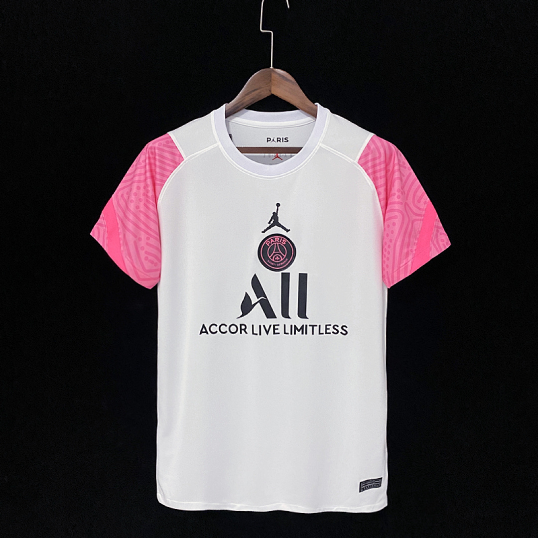 21/22 PSG white pre-match training suit pink sleeves S-XXL