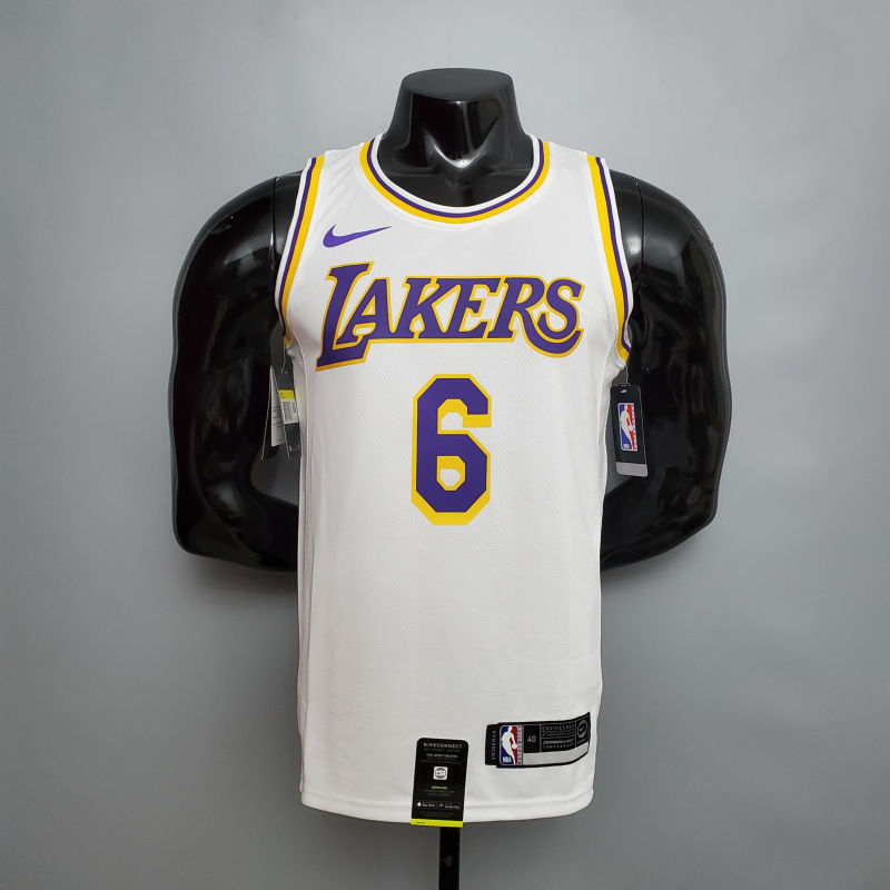 James #6 Lakers Round neck white NBA jersey Size XS-XXL