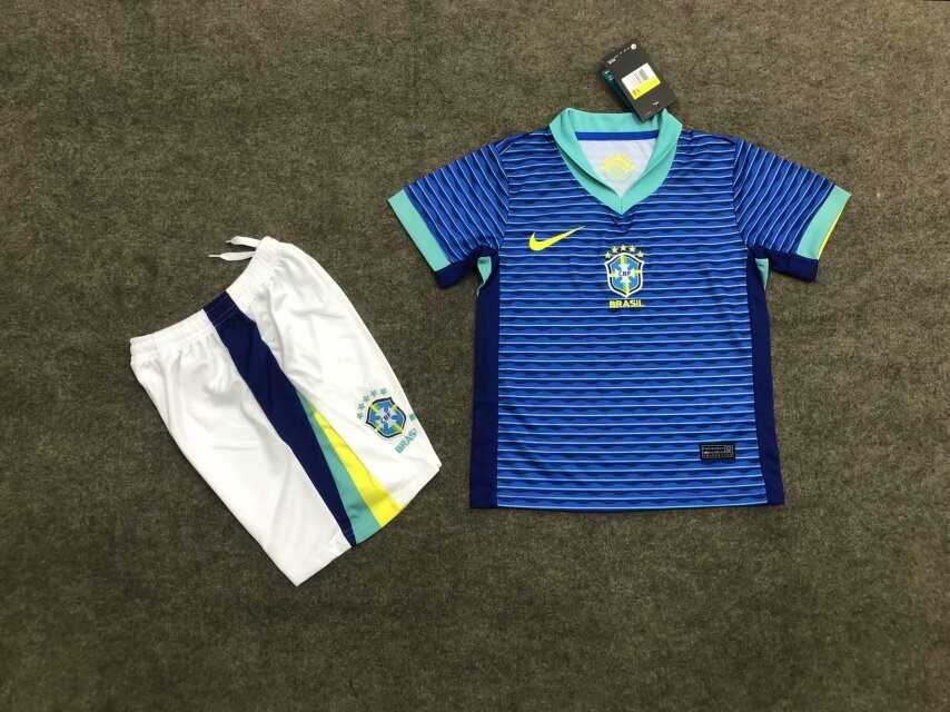 2024 Brazil Away Kids Soccer Jerseys Yupoo
