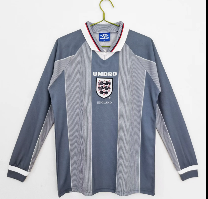 1996 England Away Retro Long Sleeve Soccer Jerseys Yupoo