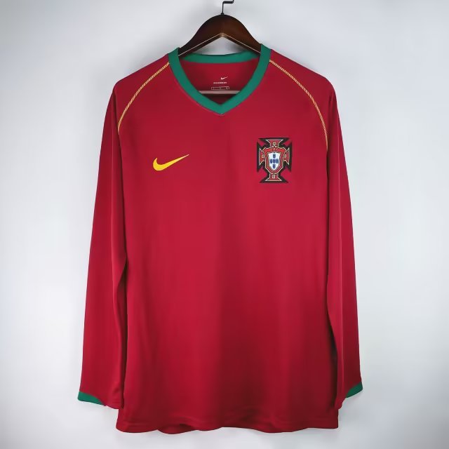 2006 Portugal Home Retro Long Sleeve Soccer Jerseys Yupoo