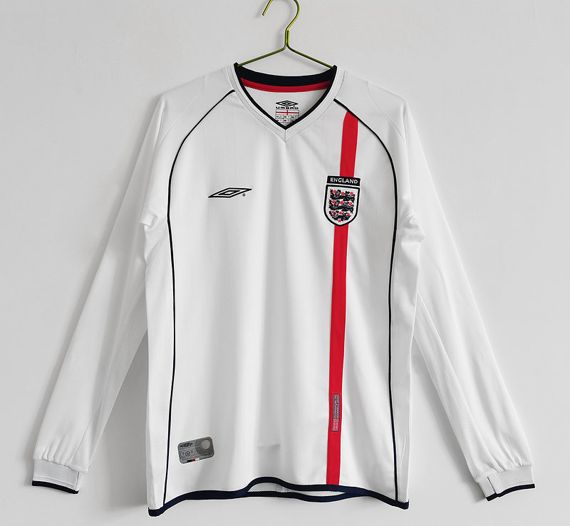 2002 England Home Retro Long Sleeves Soccer Jerseys Yupoo