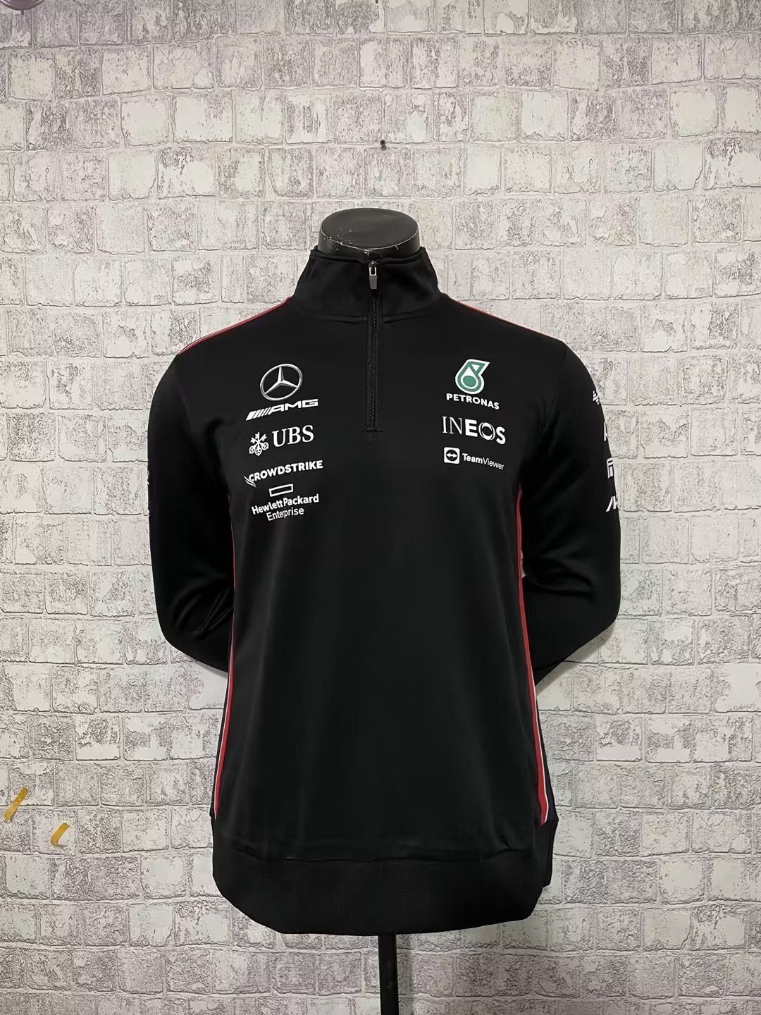 2023 Mercedes Benz F1 black half zipper sweater