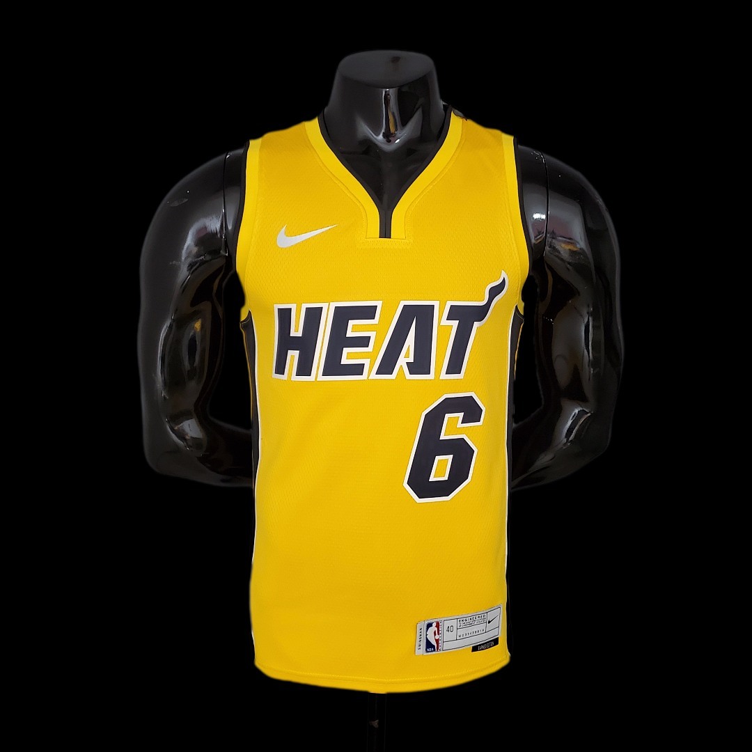 2021 JAMES#6 Heat Bonus Edition Yellow NBA Jersey S-XXL