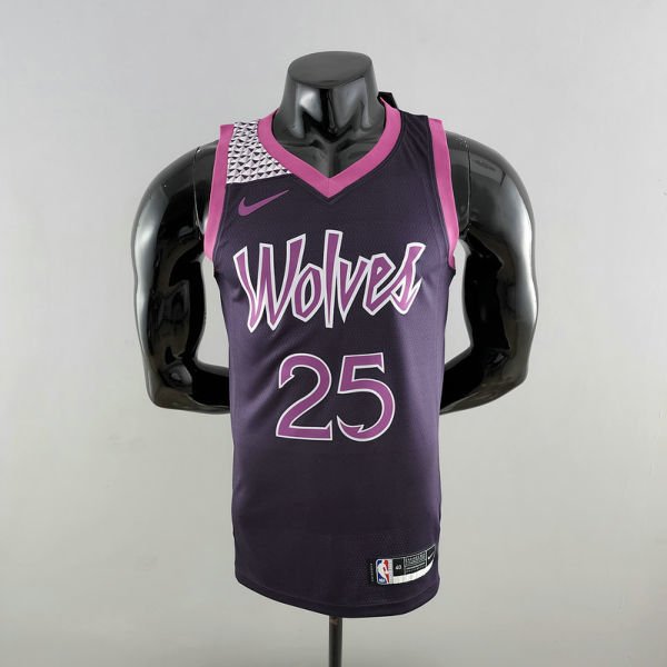 Minnesota Timberwolves ROSE#25 Black and Purple NBA Jersey S-XXL