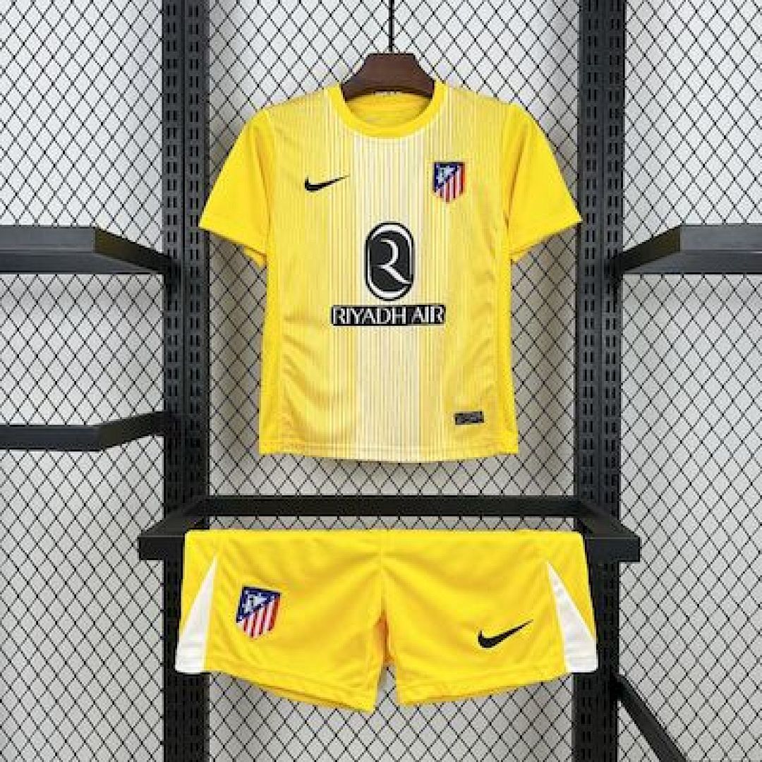 Atletico Madrid 2025/26 Yellow Goalkeeper Kids Kit