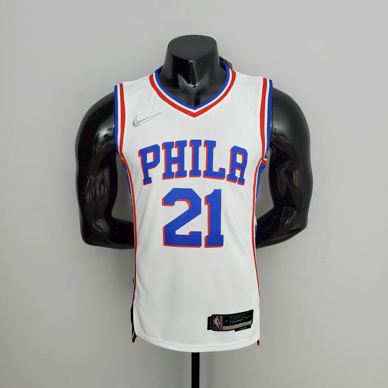75th Anniversary Philadelphia 76ers EMBIID#21 White NBA Jersey S-XXL