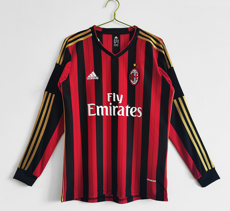 2013-14 AC Milan Home Retro Long Sleeve Soccer Jerseys Yupoo