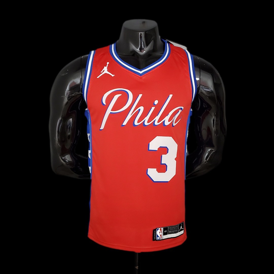 2021 IVERSON#3 76ers Jordan Themed Red NBA Jersey S-XXL