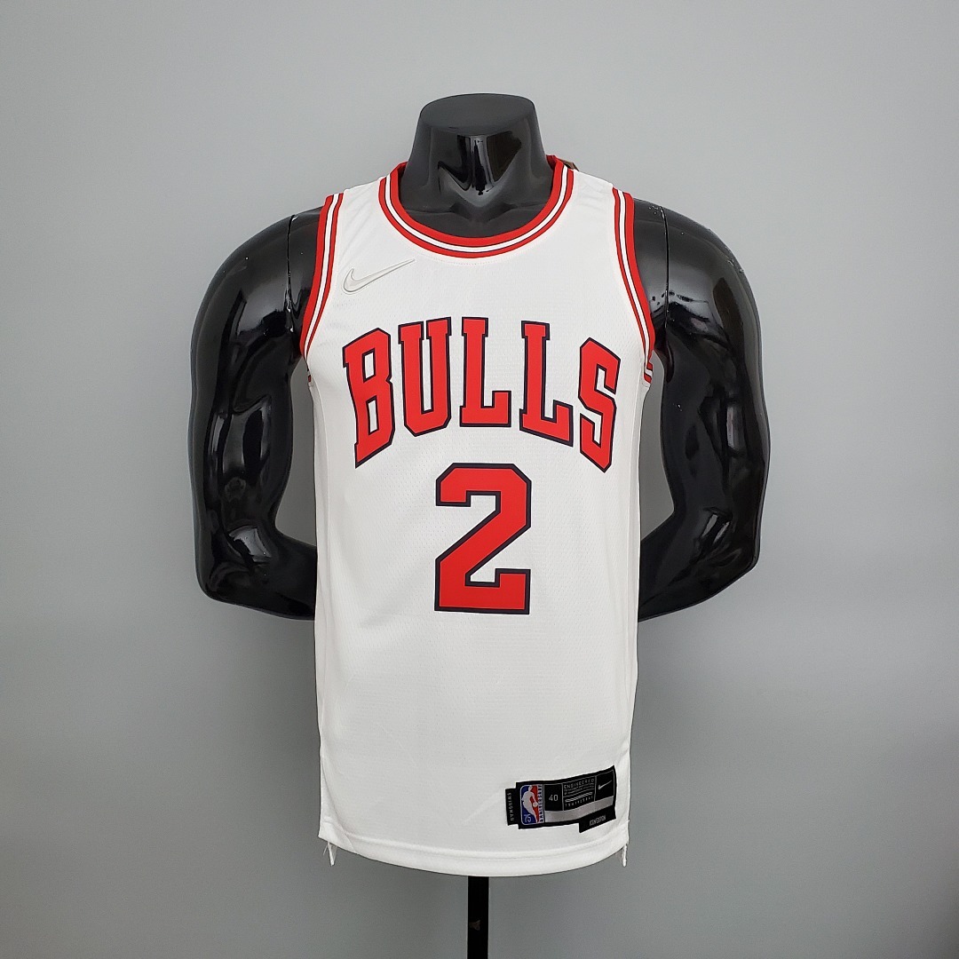 75th Anniversary BALL #2 Bulls White NBA Jersey S-XXL
