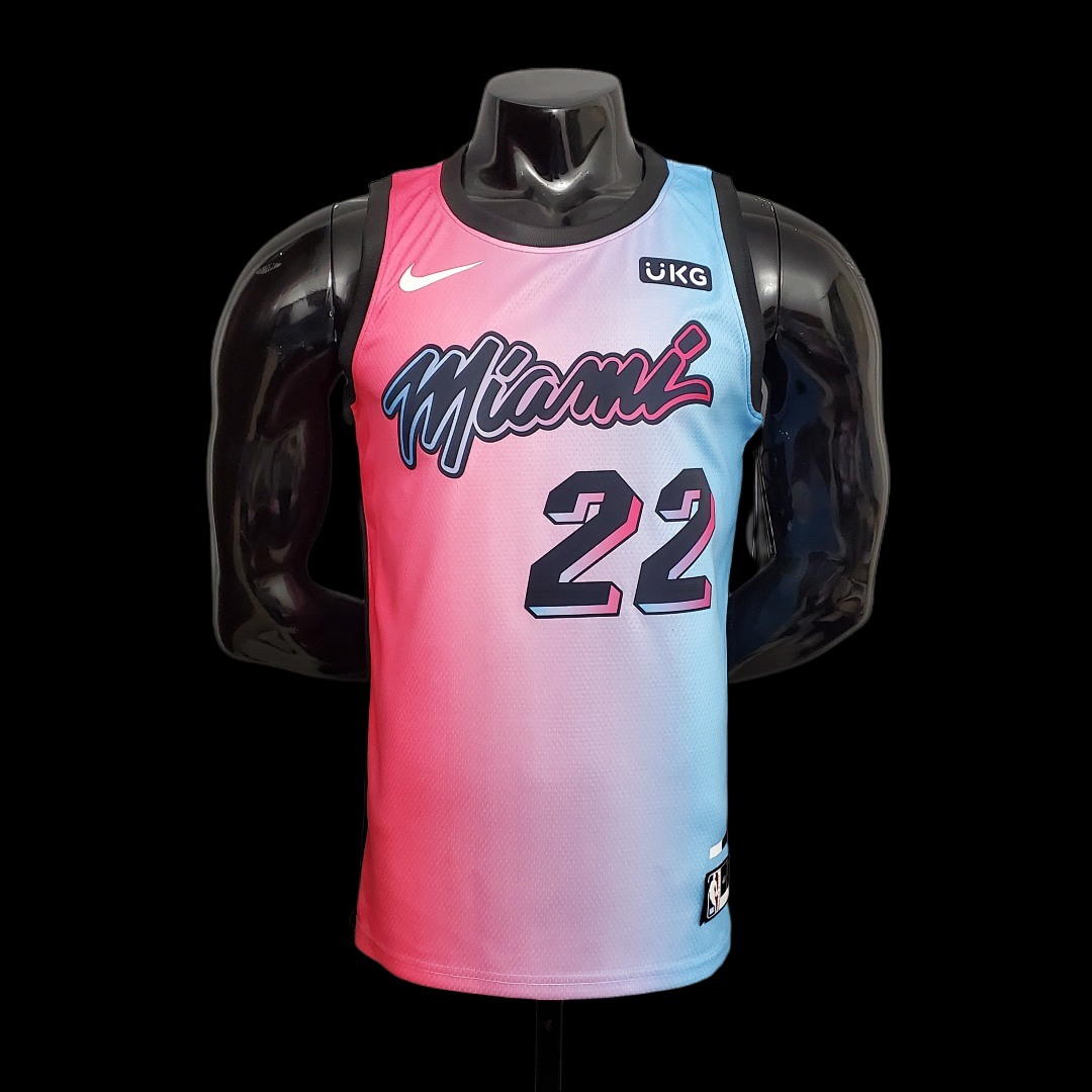 New Miami Heat BUTLER #22 City Edition Pink Blue Gradient Color S-XXL (support customization)