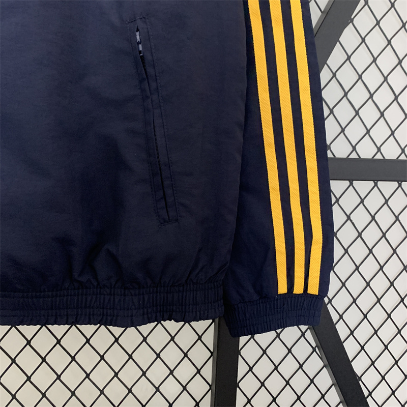 23-24 Real Madrid Trench Coat Reversible Windbreaker Navy 2