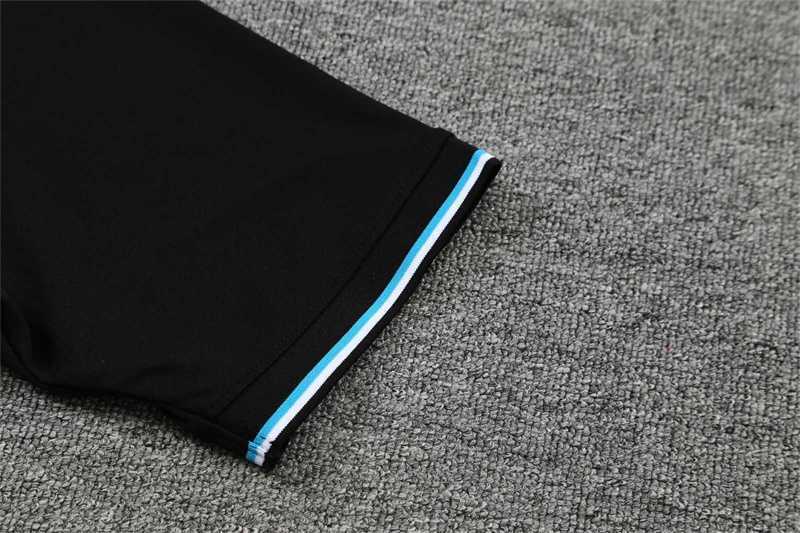 Polo Marseille black with grey-stripe 7