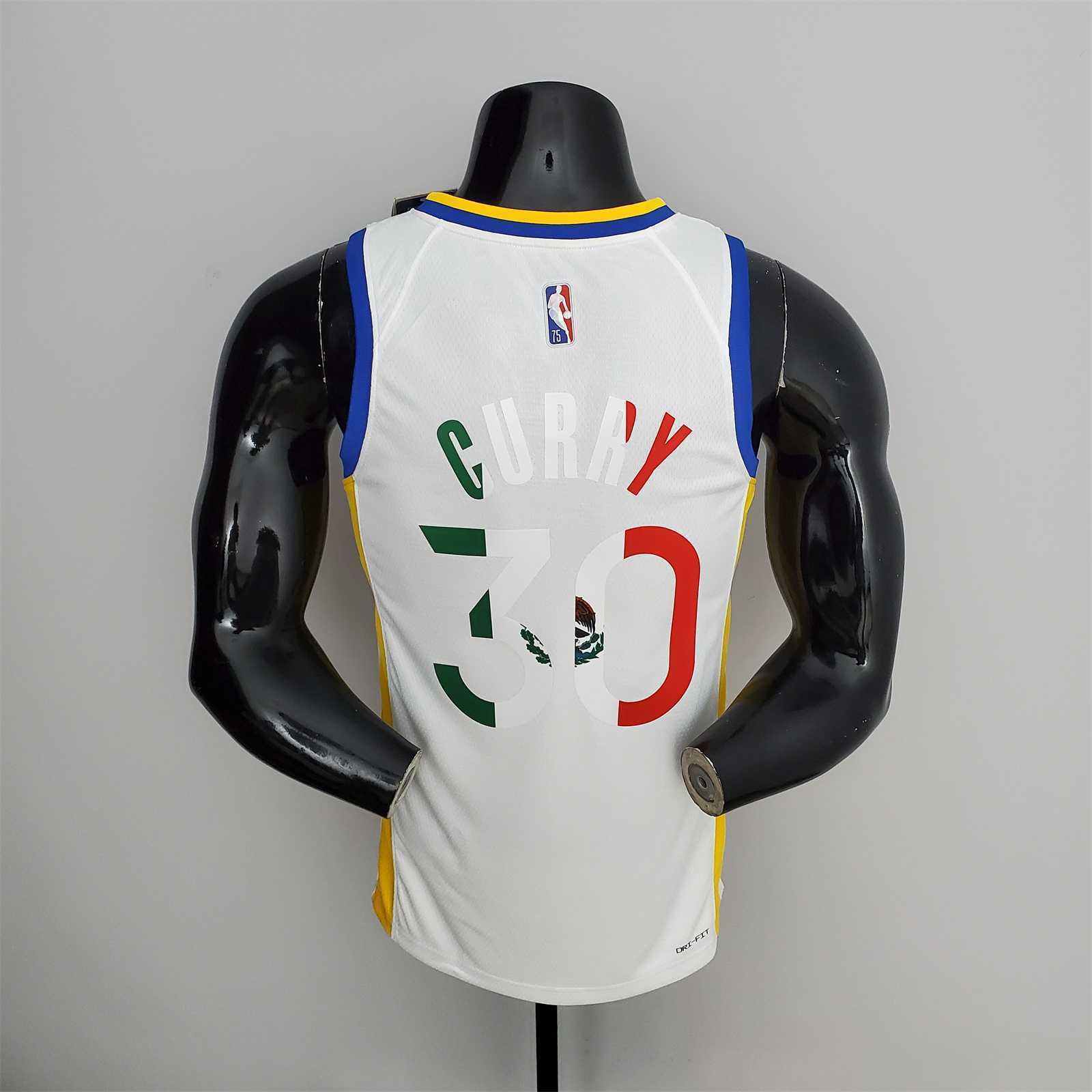 75th Anniversary Golden State Warriors Curry #30 Mexico Edition White NBA Jersey 4