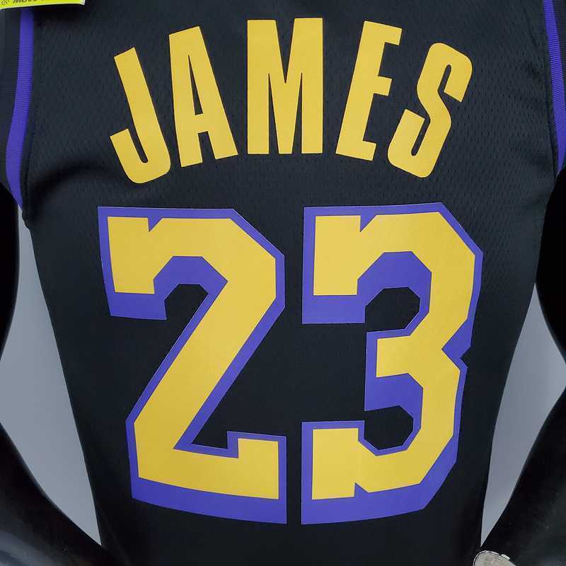 2021 James#23 Los Angeles Lakers Black Latin Black 1