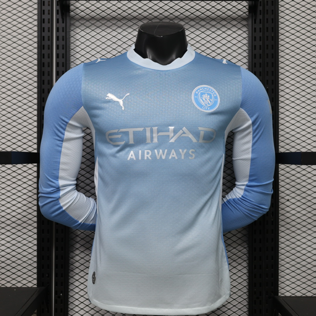 26-27 Manchester City Home Kit Player Version Football Long Sleeve Shirt AAAAJersey Dropship Yupoo 1