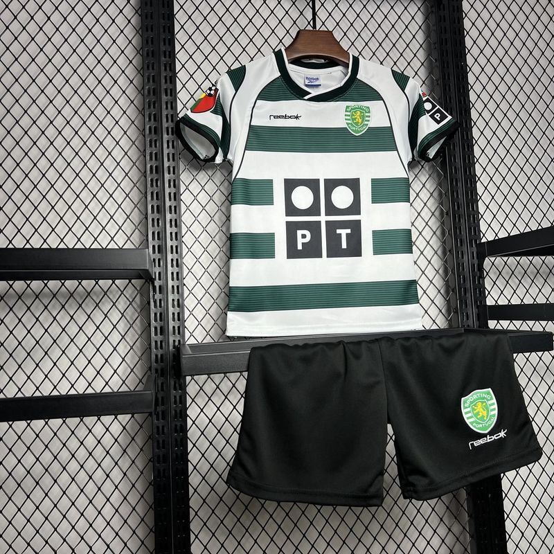 01-03 Sporting Lisbon Home Retro Kid Kits Youth Apparels Football AAAAJersey Yupoo 5