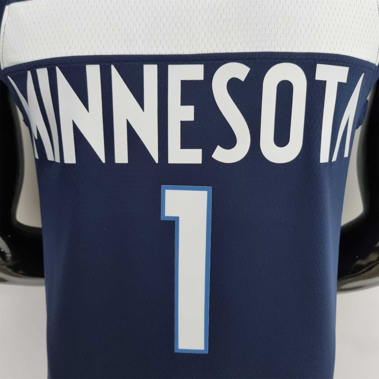 75th Anniversary Minnesota Timberwolves Edwards #1 Royal Blue NBA Jersey 4