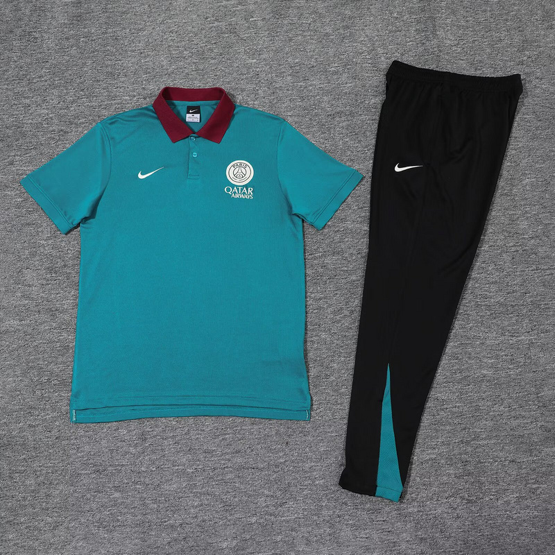 25-26 PSG Green POLO Training Kits Football Tracksuits 1