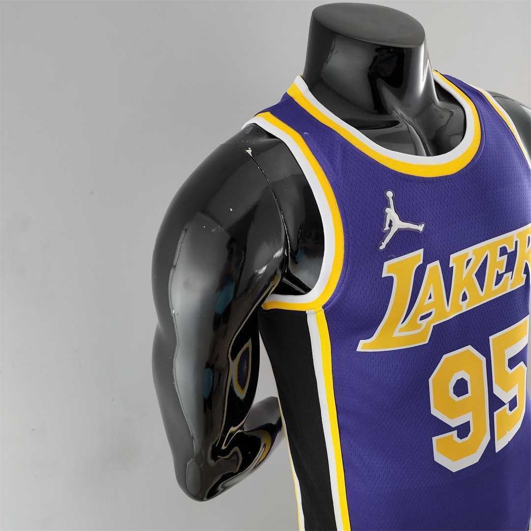 75th Anniversary TOSCANO #95 Los Angeles Lakers Jordan Purple NBA Jersey 7